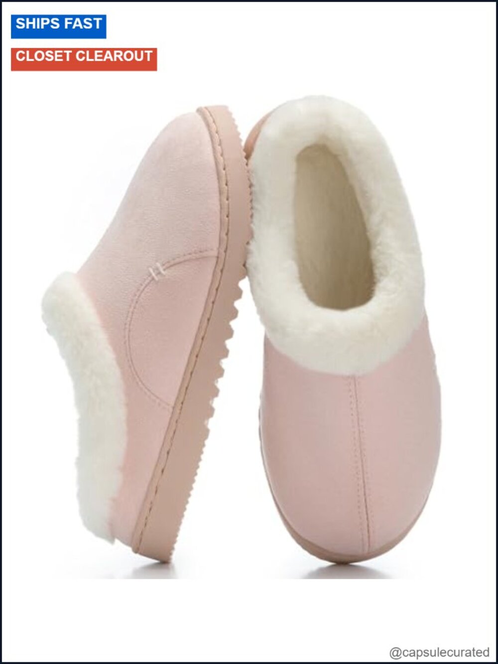 Women's Suede Memory Foam Slippers Faux Fur Lining Non-Slip Sole